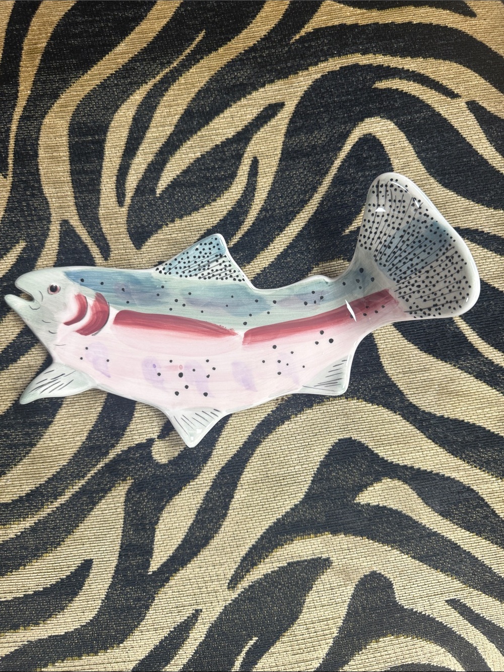 Handpainted Fish Shaped Ceramic Butter Dish